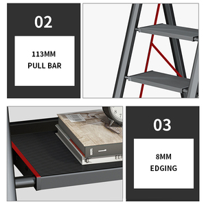 Scala Pieghevole Moderna in Acciaio Nero - Certificata EN131 - Sgabello Domestico e Supporto per Piante Decorativo - Design Sottile Salvaspazio - Product Image 3