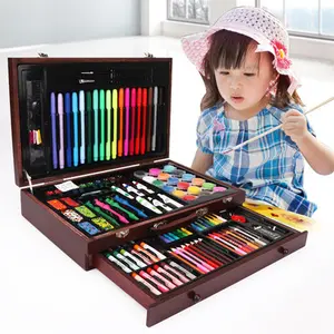 Kotak Pensil Warna untuk Anak, Kotak Pensil Cat Akrilik dengan Palet Krayon, Kit Pensil Seni Cat Air