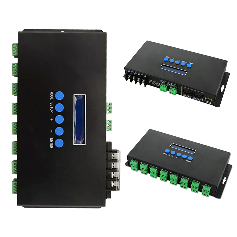 DC 5V 12V 24V Ethernet zu SPI / DMX 512 LED Stage Digital Pixel Licht konverter Controller 16-Wege-Anschlusskanal 3A/CH ArtNet-SPI