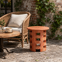 Table d'appoint pliable en marbre travertin rouge de style nordique minimaliste, table basse créative, table d'angle