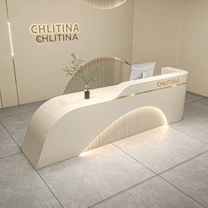 Современная деревянная светодиодная стойка регистрации для салона красоты для отеля и торгового центра - Product Image 2