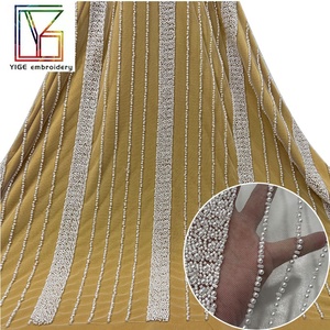 2023 New Tulle Thêu Thời Trang Trắng Nặng Đính Cườm Đám Cưới Lưới Ren Pháp Sang Trọng Váy Cưới Ren Vải - Product Image 4