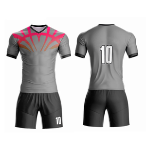 Uniformes de fútbol profesionales Color gris Sublimación Impreso Poliéster Hecho Adultos Uniformes de fútbol Conjuntos Camiseta de fútbol - Product Image 3