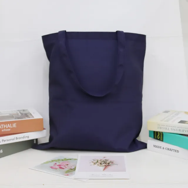 Custom Grocery Shopping Hand Bag Reusable Navy Blue Canvas Bag Tote