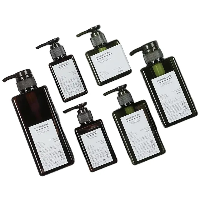 도매 100ml 150ml 250ml 280ml 450ml 650ml PETG 북유럽 스타일 스퀘어 플라스틱 병 로션 샴푸 펌프