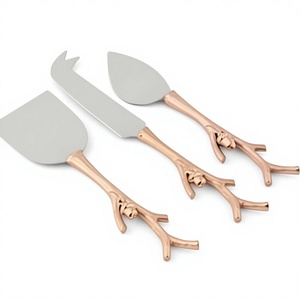 Stainless Steel Cheese Knife <b>Set</b> With Copper Branch Handles Durable Design For Food Contact - Product Image 1