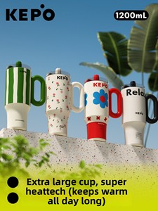 Nouvelle Tasse Isotherme KEPO en Acier Inoxydable Grande Capacité, Style Tonton, avec Paille, pour Femme - Product Image 1
