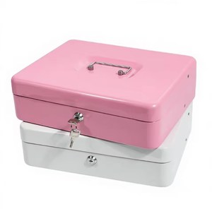 Wholesale High Quality Pink Money Saving Bank Cash <b>Box</b> Coin Slot and Key <b>Lock</b> 2 Keys Strongbox Cash <b>Box</b> for Children - Product Image 2