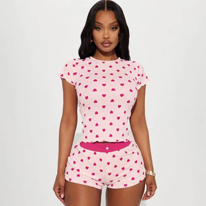 Conjunto de punto de 2 piezas para mujer, top largo con cuello redondo y manga tres cuartos, color liso, y pantalones cortos por encima de la rodilla, informal, para verano - Product Image 6