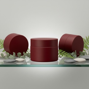 High-End Matte Dark Red Cosmetic Lotion Cream <b>Jar</b> <b>Empty</b> Frosted Wide Mouth Face Cream Lid Rose Gold Glass Plastic Cap - Product Image 5