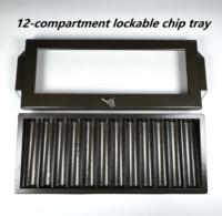 Plateau à jetons de poker 12 rangées en bronze antique mat, qualité casino, organisateur de jetons avec couvercle de sécurité transparent pour club de poker