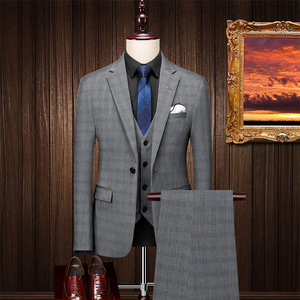 Costume de <span class=keywords><strong>mariage</strong></span> et d'affaires haut de gamme pour <span class=keywords><strong>homme</strong></span>, style britannique décontracté, coupe carrée, respirant, ensemble 3 pièces pour le bureau - Product Image 3
