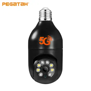 5G Wifi E27 لمبة كاميرا رؤية ليلية بالألوان الكاملة تتبع الإنسان التلقائي P2P كاميرات الفيديو المنزلية الدوائر التلفزيونية المغلقة