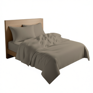 Drap de lit 100% coton taupe taille lit français - Product Image 3