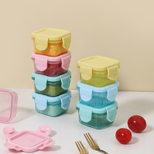 <b>Mini</b> Baby Food <b>Storage</b> <b>Box</b> Square Clip-On Lids Airtight Travel Size Yellow Pink Blue Green - Product Image 1