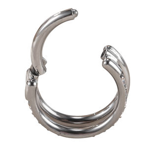ASTM F136 G23 titanyum çift katmanlı daire halka ile bir satır kübik zirkon menteşeli <span class=keywords><strong>Hoop</strong></span> yüzük burun halkası Piercing takı - Product Image 5