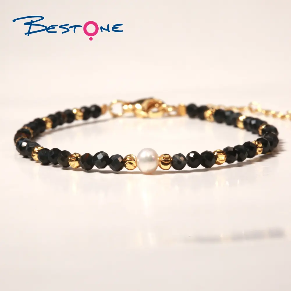 Nouveau Design Cuivre Plaqué Or Véritable Perles 3.5mm Pierres Précieuses Bijoux Perle D'eau Douce Réglable Bracelet Personnalisé pour les Femmes