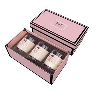 Caixa de presente luxuosa para conjunto de velas de papel de embalagem de potes de velas por atacado personalizados