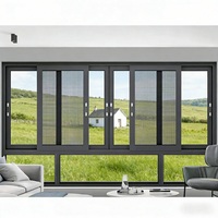 Schmalprofiliges Aluminium-Glasfenster Gebürstetes Satin-Schiebefenster Modernes Dunkelgrau Beschichtetes Fenster