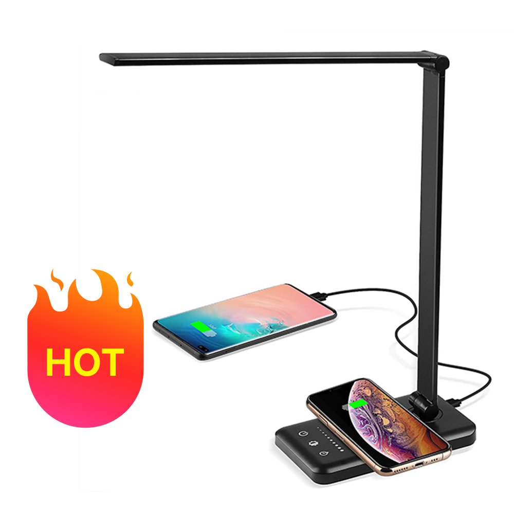 Новый продукт, настольная лампа, прикроватная, для офиса, кабинета, телефона, Беспроводная зарядка, современная светодиодная настольная лампа с зарядным устройством
