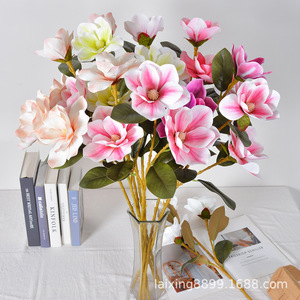 Bouquet de fleurs artificielles de magnolia Laixing en PVC, décoration artisanale pour salon - Product Image 3
