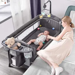 아기 침대 침대 어린이 침대 이동식 아기 요람 기저귀 테이블 다기능 세트 침대 침실 및 침대 신생아