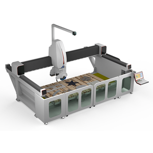 Mingke 5+1 Achsen Granit-Brückensäge PLC-Motor Stein-Schrägschneidemaschine Marmor-Fliesen Küchenarbeitsplatte 3200x2000mm Arbeitsfläche - Product Image 1