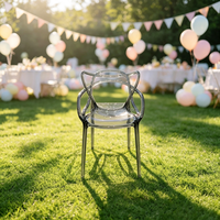 Chaise empilable transparente pour enfants avec oreilles de chat, chaise de fête pour tout-petits pour l'extérieur, location pour événements d'anniversaire, salle de jeux, salle de classe