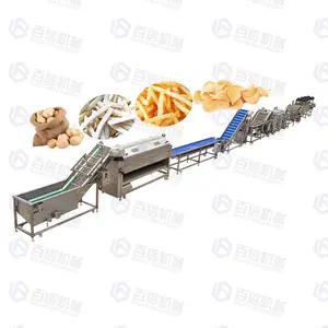 Fully Automatic Potato Chips Making Machine / Frozen French Fries Production Lines and Fries Half-Fried Making Plant