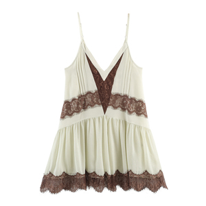 Vestido Mini de Satén con Encaje y Parches para Mujer 2026, con Tirantes Finos, Espalda Descubierta, Sexy, Elegante, para Fiesta o Club, Moda <span class=keywords><strong>Boutique</strong></span> - Product Image 1