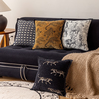 Moderne Simple Rétro Léopard Jacquard Tricoté Oreiller De Chevet Style Antique Lit Petit Déjeuner Canapé Coussin pour La Maison En Gros
