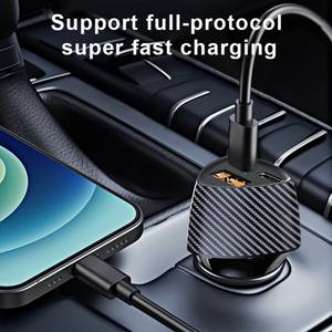 ที่ชาร์จในรถยนต์แบบ USB <span class=keywords><strong>สาย</strong></span>หดได้ รองรับ iPhone PD30W QC18W, ที่ชาร์จในรถยนต์แบบชาร์จเร็ว Type C พร้อมสาย 48W กำลังไฟสูง - Product Image 5