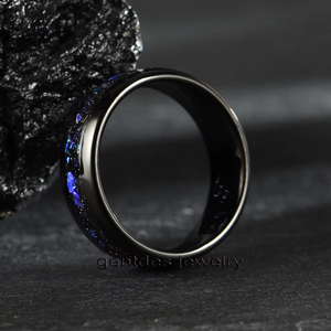 Gentdes JewelryファッションタングステンギャラクシーリングウェディングバンドDainty Violet Arenaceous Stone Inlay Engagement <span class=keywords><strong>Rings</strong></span>ジュエリー - Product Image 4