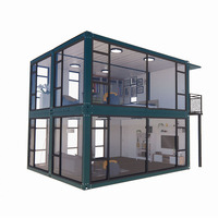 Modern dapat diperluas 40ft baja Prefab rumah pemasangan cepat dua kamar tidur wadah rumah 40 kaki kaca pintu Carport hidup