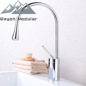 Robinet <span class=keywords><strong>de</strong></span> lavabo sur pied Wayon en or brossé <span class=keywords><strong>de</strong></span> luxe, <span class=keywords><strong>col</strong></span> <span class=keywords><strong>de</strong></span> <span class=keywords><strong>cygne</strong></span> haut, mitigeur <span class=keywords><strong>de</strong></span> salle <span class=keywords><strong>de</strong></span> bain - Product Image 5