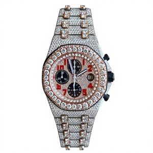 Montre-bracelet de luxe pour homme en acier inoxydable, entièrement sertie de diamants Moissanite VVS, style Hip Hop - Product Image 1