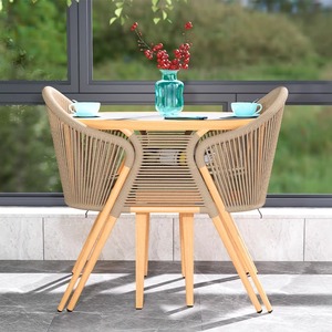 Conjunto <span class=keywords><strong>de</strong></span> Mesa <span class=keywords><strong>y</strong></span> <span class=keywords><strong>Sillas</strong></span> <span class=keywords><strong>de</strong></span> Bambú para Balcón, Estilo Simple, Informal, para Exteriores, Patio, Aire Libre, Creativo, Pequeño - Product Image 2