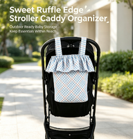 Organisateur de poussette en coton à volants, sac de rangement pour couches de bébé avec cordon de serrage, imprimé personnalisé, accessoires de poussette