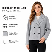 Meilleure Vente : Veste Femme Croisée Grise en Polyester – Idéale pour le Bureau, le Quotidien, Printemps-Automne – Couleurs Personnalisables, Vente en Gros