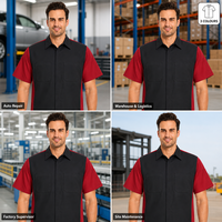 Chemise de travail à manches courtes pour homme, tissu tissé, 2 poches poitrine, uniforme industriel, logo personnalisé, vêtements de travail