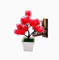 Ornement de bonsaï en forme d'écureuil en plastique artificiel, plante en pot écologique pour la décoration de la salle de séjour d'hôtel