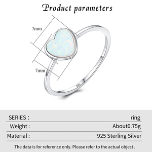 Heart Shape <b>Opal</b> <b>Ring</b> 925 Sterling Silver Bezel Setting Romantic Gemstone <b>Rings</b> for Women Everyday Wear - Product Image 2