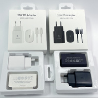 Cargador USB C Samsung de 25W con Adaptador de Carga Rápida PD y Cable, Enchufe US EU UK para Samsung S25 S24 S23 S22 S21