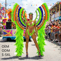 2027 Costume de défilé de carnaval pour femme, tenue de performance personnalisée avec plumes, Monokini style Caraïbes, Maillot de bain Miami Samba à perles, OEM