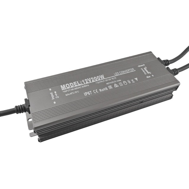 Hot Sales Heat Resistant Waterproof LED Driver IP67 200W 12V for High-Temp Areas LED Power Supply