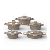 Nouveau design 10 pièces casserole coulée sous pression ensemble de batterie de cuisine peu profonde Dubai vente chaude moins cher cuisinières