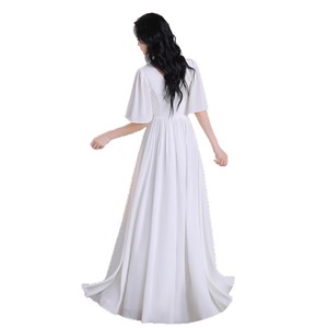 White Evening Gown Long Dress For Women Stage Performance Coming Of Age Ceremony - Product Image 5