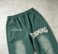 Survêtement unisexe à capuche personnalisable avec logo, imprimé, respirant, de haute qualité, style rétro délavé à l'acide, avec lettres et rivets appliqués, pour le sport et le streetwear