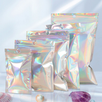 Nouveaux sacs en plastique holographiques transparents miniatures personnalisés, refermables, anti-odeurs, pour aliments, petits sacs refermables en plastique, sacs holographiques en mylar