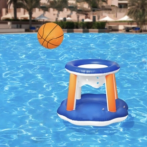 مجموعة ألعاب مائية قابلة للنفخ تشمل شبكة كرة طائرة وحلقات كرة سلة عائمة، ألعاب سباحة للأطفال والكبار، مرافق مائية ممتعة - Product Image 5
